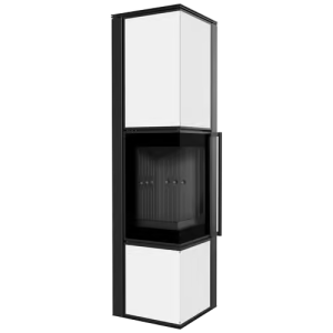 KRATKI PRO PIEC STALOWY KOZA TORA/L 8 KW FI 150 BIAŁY PANEL SZKLANY CZARNE WYŁOŻENIE