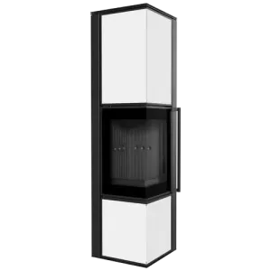 KRATKI PRO PIEC STALOWY KOZA TORA/L 8 KW FI 150 BIAŁY PANEL SZKLANY Z DOMYKANIEM