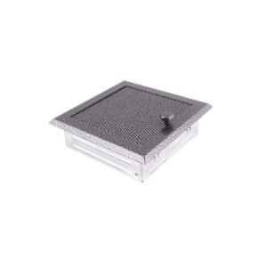 KRATKA KOMINKOWA  Z ŻALUZJĄ STARE SREBRO 16x16CM 