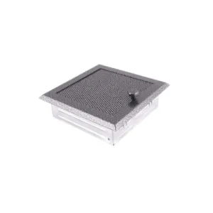 KRATKA KOMINKOWA  Z ŻALUZJĄ STARE SREBRO 16x16CM 