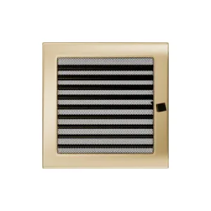 KRATKI KRATKA KOMINKOWA PROSTOKĄTNA POZŁACANA Z ŻALUZJĄ 220X220 MM
