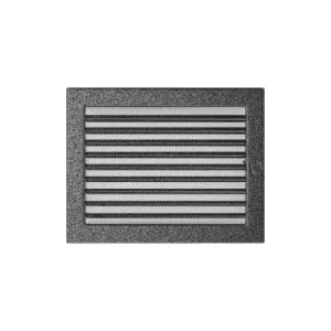 KRATKI KRATKA KOMINKOWA PROSTOKĄTNA CZARNO-SREBRNA Z ŻALUZJĄ 220X300 MM
