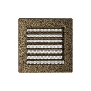 KRATKI KRATKA KOMINKOWA PROSTOKĄTNA CZARNO-ZŁOTA Z ŻALUZJĄ 170X170 MM