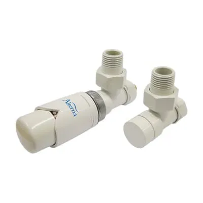 ALTERNA ZESTAW ZAWORÓW GRZEJNIKOWYCH Z TERMOSTATEM BIAŁY CU GW M 22X1,5-15 MM 