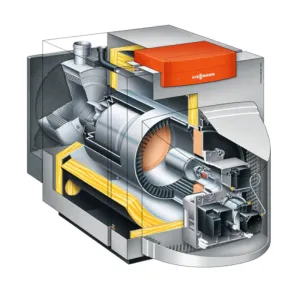 VIESSMANN STOJĄCY, OLEJOWY KOCIOŁ KONDENSACYJNY VITOLADENS 300-T Z MODULOWANYM PALNIKIEM I ZASYS. POW. Z KOTŁOWNI 53,7 KW VW3B795
